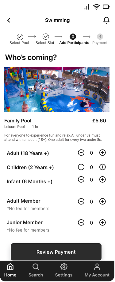 Leisure Centre - Add Member Screen Design